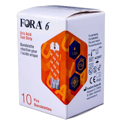 FORA 6 URIC ACID BLOOD TEST STRIPS 10'